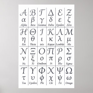 Poster Lettres de l'alphabet grec manuscrites Calligrap