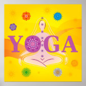 Poster Lettres de yoga - Pose femme - 7 chakras multicolo (Devant)