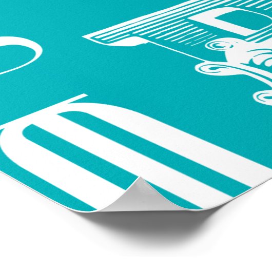 Poster Lettres décoratives sur Arrière - plan bleu (Coin)