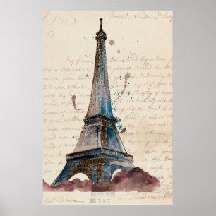 Poster Lettres des destinations   de Tour Eiffel