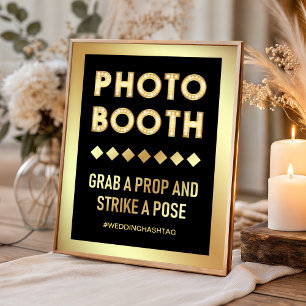 Poster Lettres vintage Gold Marquee Booth Mariage Photo B