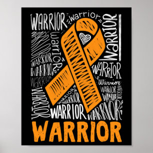 Poster Leucémie Cancer du Sang Guerrier Orange Ribbon Lau
