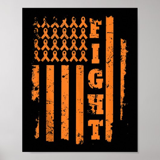 Poster Leucémie Cancer Leucémie Orange Ribbon (Devant)