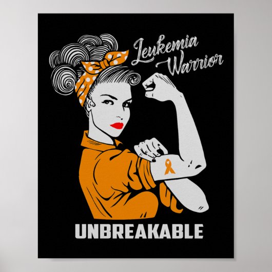 Poster Leucémie Guerrier Incassable Conscience Cadeau Com (Devant)