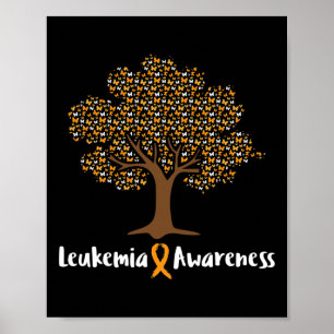 Poster Leucémie Sensibilisation Arbre Orange Ribbon Cance