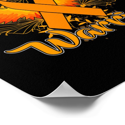 Poster Leucémie Sensibilisation Fun Guerrier Orange Ribbo (Coin)