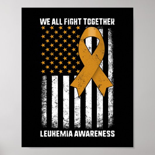 Poster Leucémie Sensibilisation Orange Ruban Usa Drapeau (Devant)