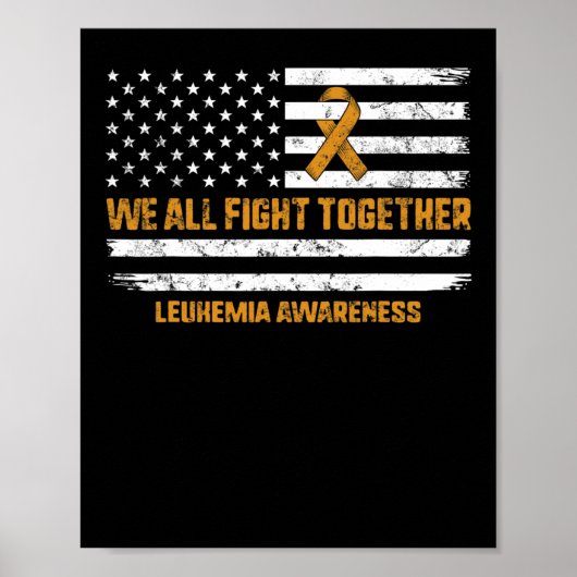Poster Leucémie Sensibilisation Orange Ruban Usa Drapeau (Devant)