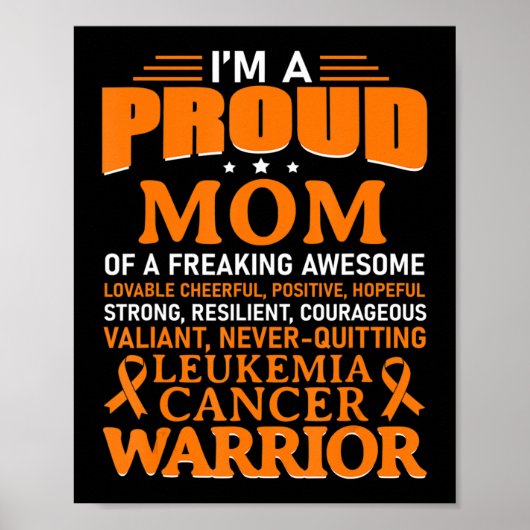 Poster Leukemia Cancer Awareness Survivor Orange Ribbon M (Devant)