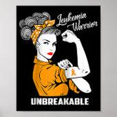 Poster Leukemia Warrior Unbreakable  Awareness Gift  Tee (Devant)