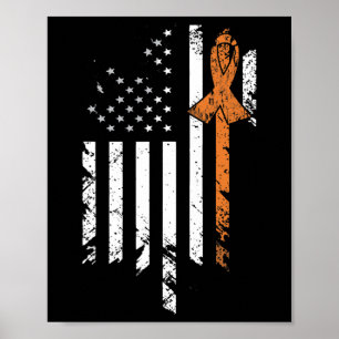 Poster Leukémie Cancer Sensibilisation Vintage US Drapeau
