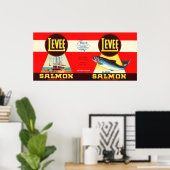 Poster Levee Brand Saumon Étiquette - Seattle, WA (Bureau à domicile)