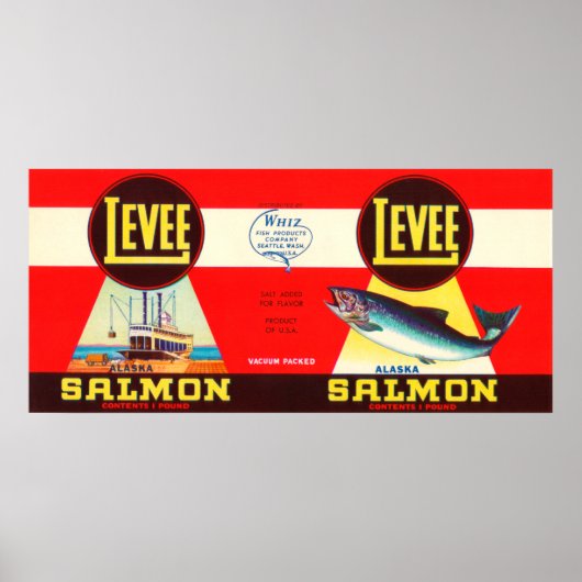 Poster Levee Brand Saumon Étiquette - Seattle, WA (Devant)
