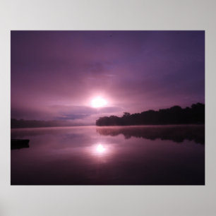 Poster Levée de soleil violette sur l'eau