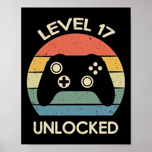 Poster Level 17 Unlocked 17th Gaming Birthday Controller  (Devant)