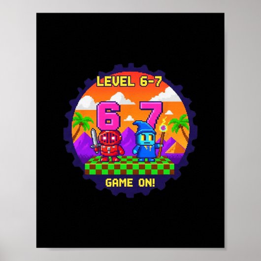 Poster Level 6 7 Gaming Pixel Art Six Seven Gamers  (Devant)