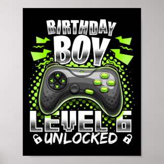 Poster Level 6 Vidéo Game 6th Birthday Gamer Gif