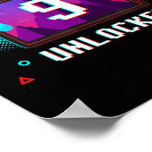 Poster Level 9 Unlocked Video Gamer Funny 9th Birthday Bo (Coin)