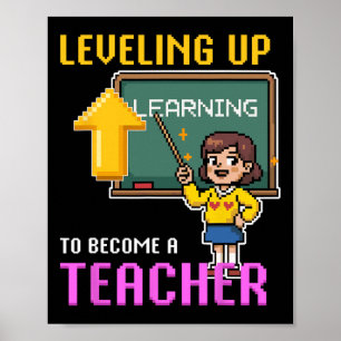 Poster Levelup Enseignant Ck À L'École Amusante Gamer Fil