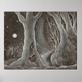 Poster Lever de lune à la croisée des chemins