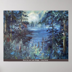 Poster Lever De Lune Au-Dessus Du Lac Metzger