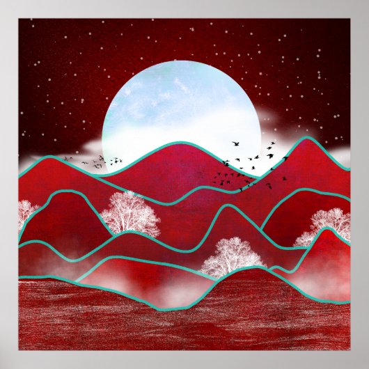 Poster Lever de lune rouge (Devant)