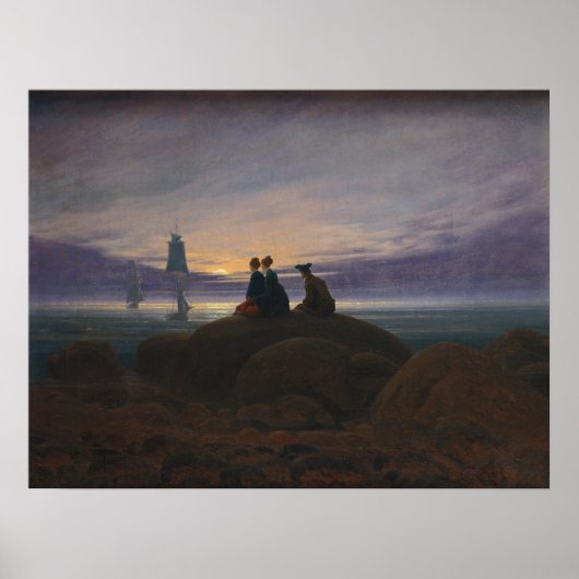 Poster Lever de lune sur la mer (Devant)