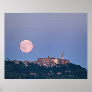 Poster Lever de lune sur Pienza