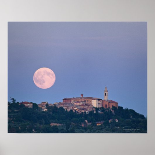 Poster Lever de lune sur Pienza (Devant)