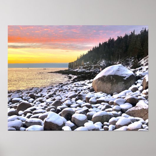 Poster Lever de soleil à Boulder Beach à Acadia (Devant)