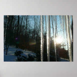 Poster Lever de soleil à travers les glaçons Photographie