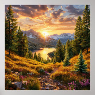 Poster Lever de soleil alpin à couper le souffle sur une 