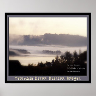 Poster lever de soleil brumeux Columbia River Rainier Ore