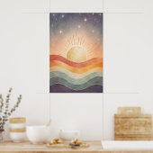 Poster Lever de soleil céleste boho abstrait moderne du d (Cuisine)