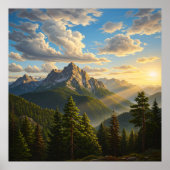 Poster Lever de soleil dans les montagnes (Devant)