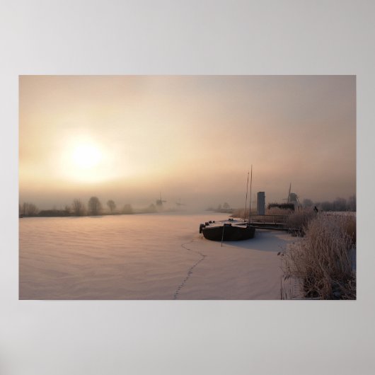 Poster Lever de soleil d'hiver sur l'affiche Pays-Bas (Devant)