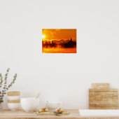 Poster Lever de soleil enflammé du matin à Helsinki affic (Cuisine)