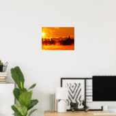 Poster Lever de soleil enflammé du matin à Helsinki affic (Bureau à domicile)