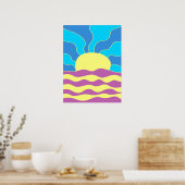 Poster Lever de soleil et vagues Art abstrait (Cuisine)