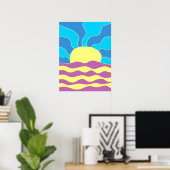 Poster Lever de soleil et vagues Art abstrait (Bureau à domicile)