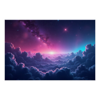 Poster Lever de soleil galactique au-dessus des nuages