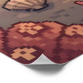 Poster Lever de soleil pixelisé au-dessus de l'océan avec (Coin)