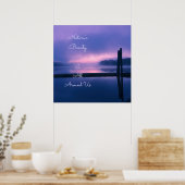 Poster Lever de soleil rose et violet sur l'eau (Cuisine)