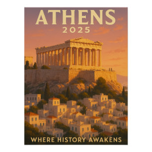 Poster Lever de soleil sur Athènes grecque