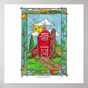 Poster Lever de soleil sur la copie de ferme
