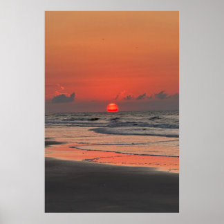 Poster Lever de soleil sur la plage de l'île aux Palmes