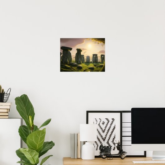 Poster Lever de soleil sur l'Art numérique de Stonehenge (Bureau à domicile)