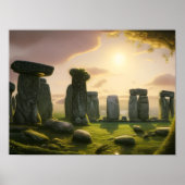 Poster Lever de soleil sur l'Art numérique de Stonehenge (Devant)