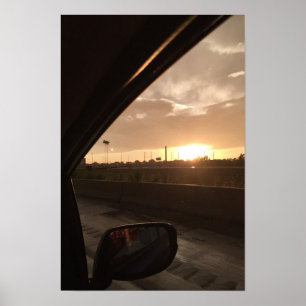 Poster Lever de soleil sur l'autoroute