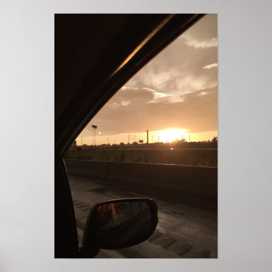 Poster Lever de soleil sur l'autoroute (Devant)